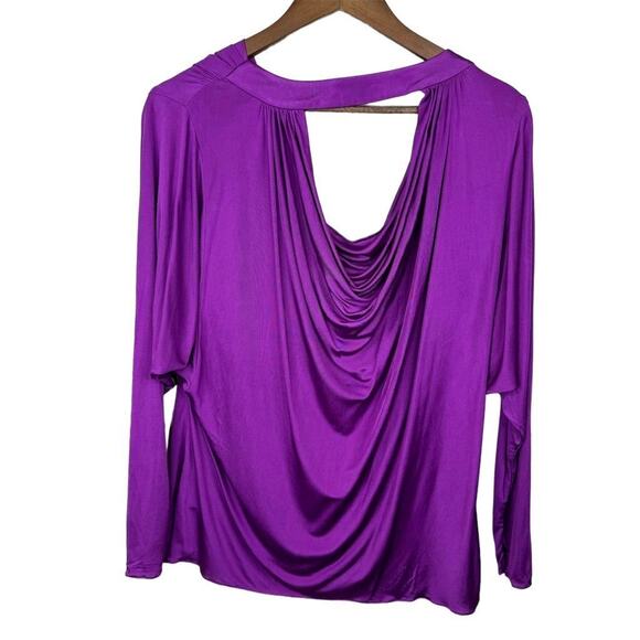 Jay Godfrey Women's‎ Cowl Neck Blouse Size 4 Purple Long Sleeve - Picture 2 of 13